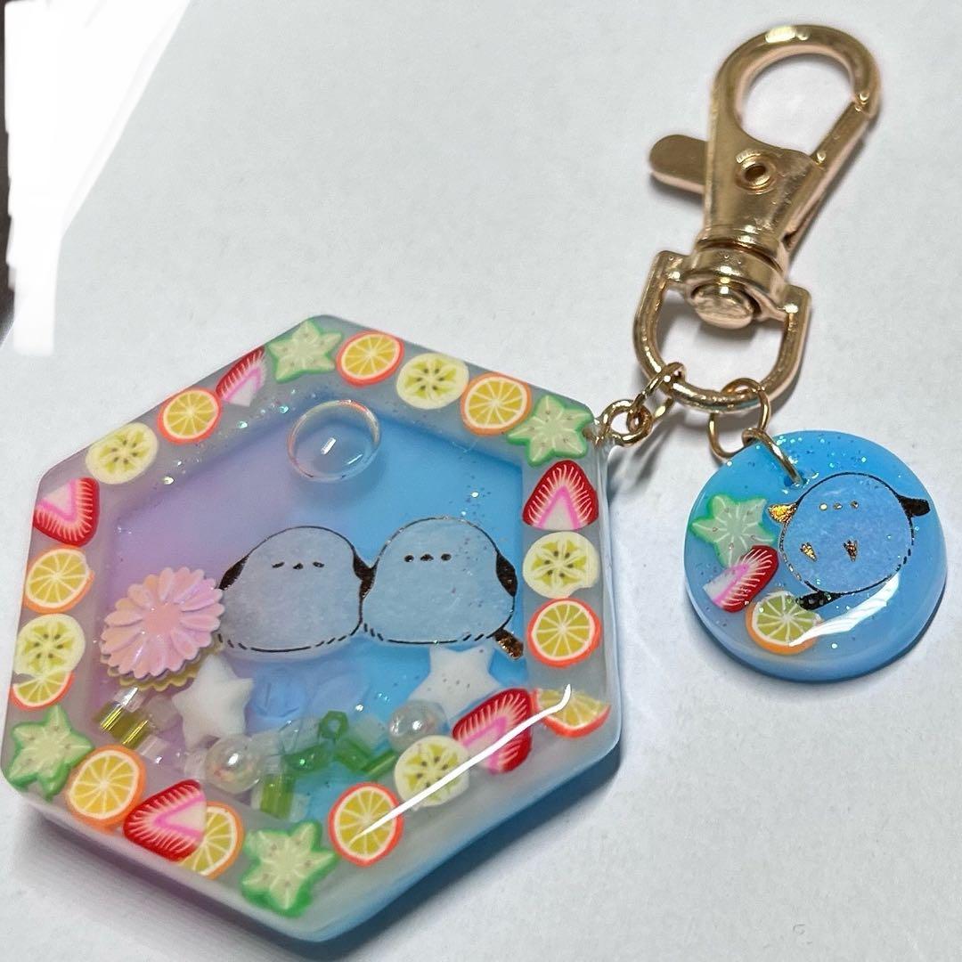 ハンドメイド レジン キーホルダー シェイカー くらげ シマエナガ