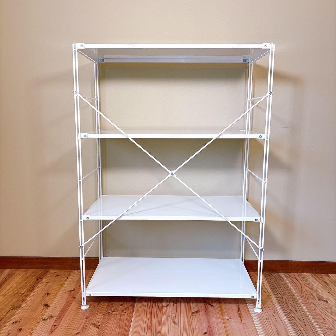 【良品】 無印良品 スチールユニットシェルフ スチール棚セット 中 ワイド 4段