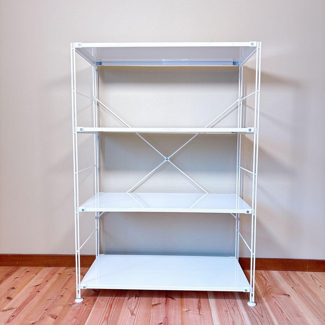 【良品】 無印良品 スチールユニットシェルフ スチール棚セット 中 ワイド 4段