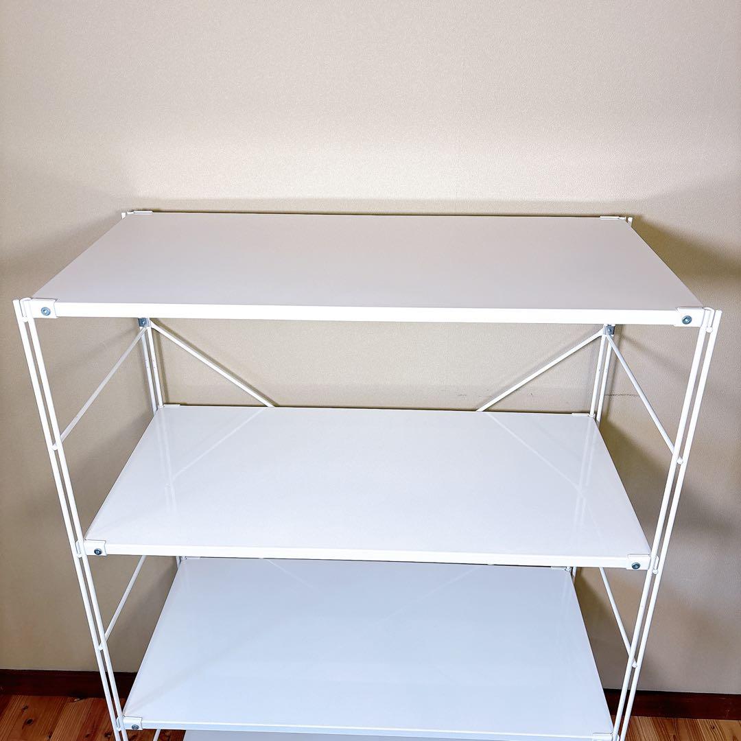 【良品】 無印良品 スチールユニットシェルフ スチール棚セット 中 ワイド 4段