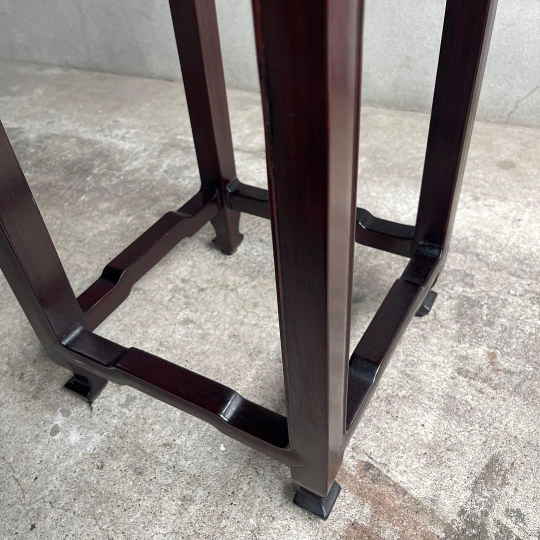 中国美術 古唐木造 透彫花台 如意巻足 正方高卓 盆栽台 香炉台 紫檀黄花梨