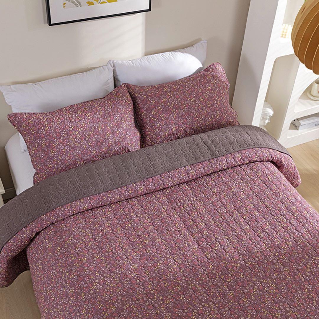 キルトベッドカバー3点セット綿マルチカバー キルティング 007