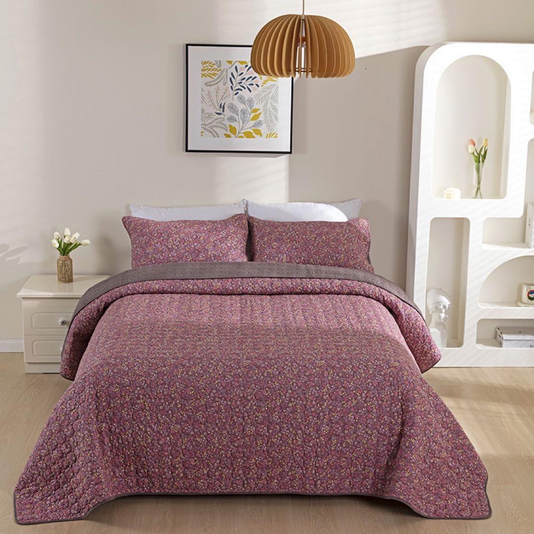 キルトベッドカバー3点セット綿マルチカバー キルティング 007