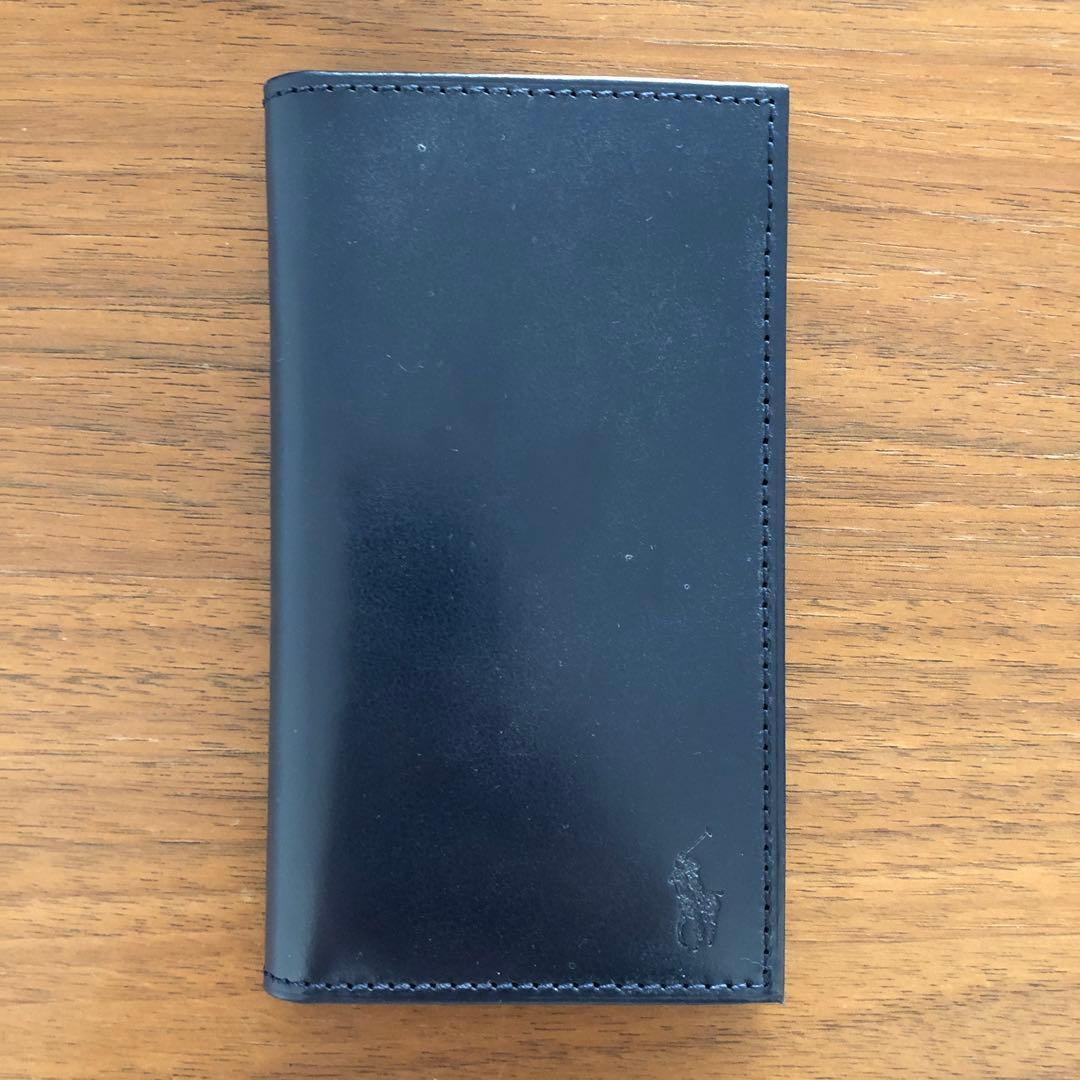 新品ラルフローレン　エイジングを楽しむ高級感ある上品ネイビー革スマート財布　希少