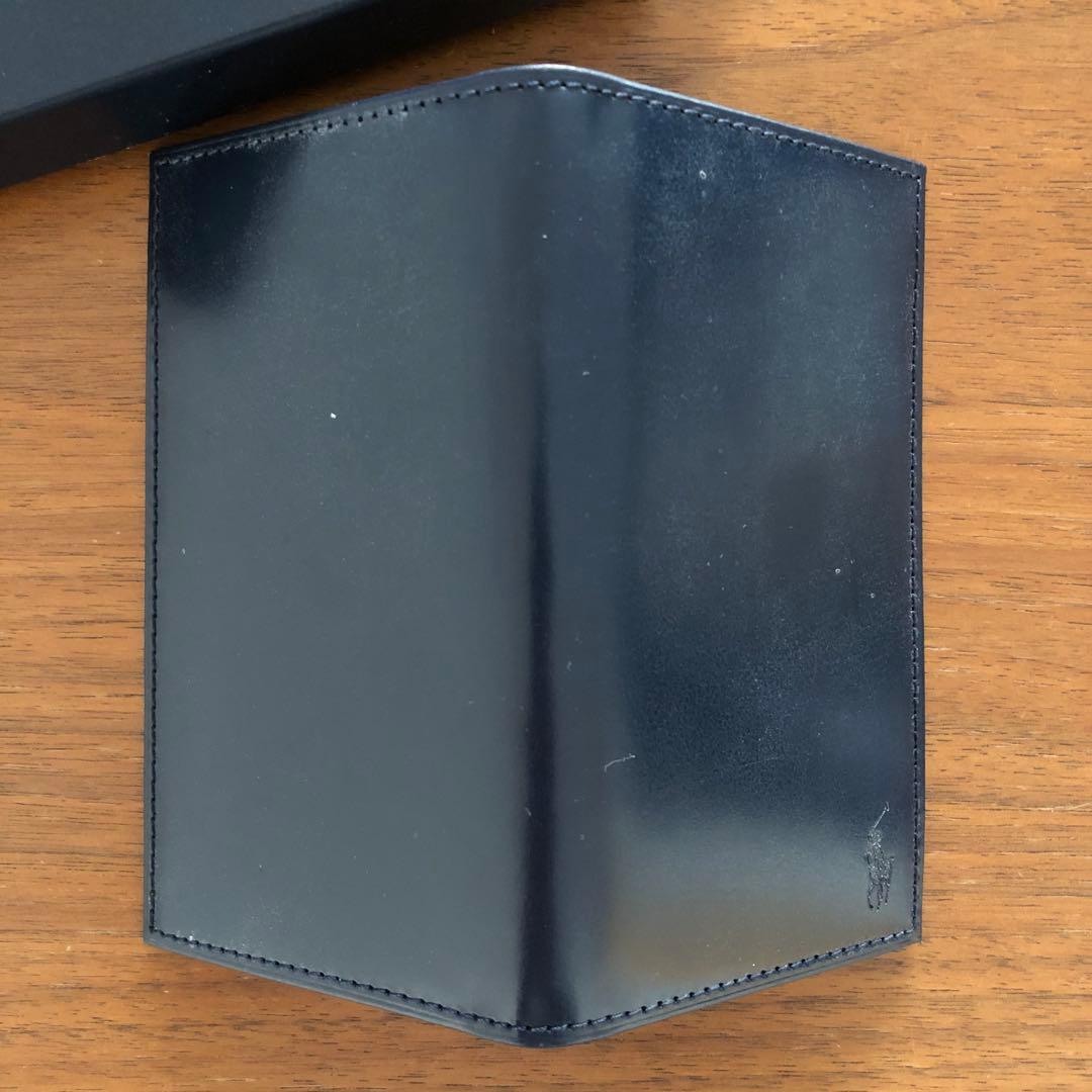 新品ラルフローレン　エイジングを楽しむ高級感ある上品ネイビー革スマート財布　希少