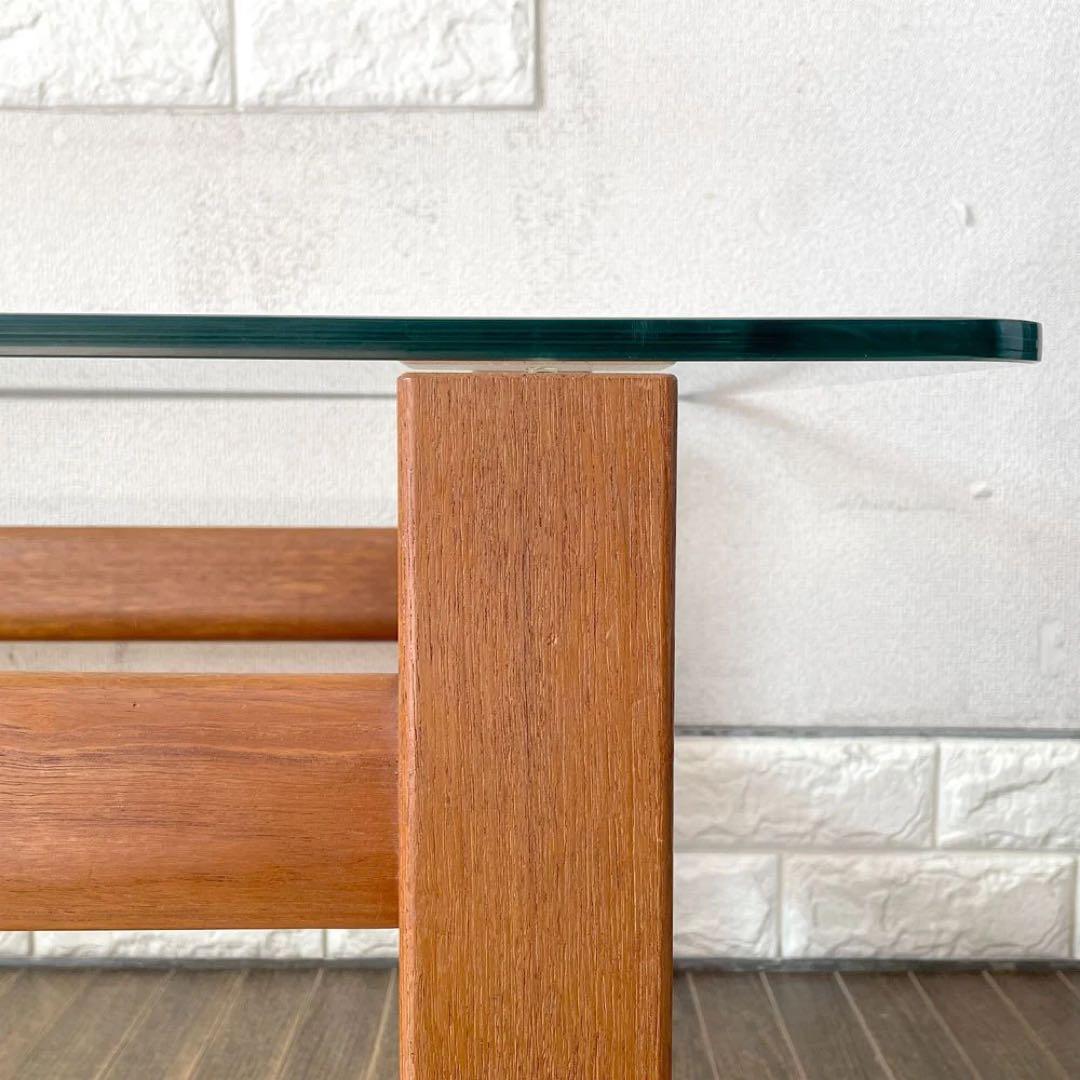 チーク材×ガラス センターテーブル ローテーブル 北欧 Vintage