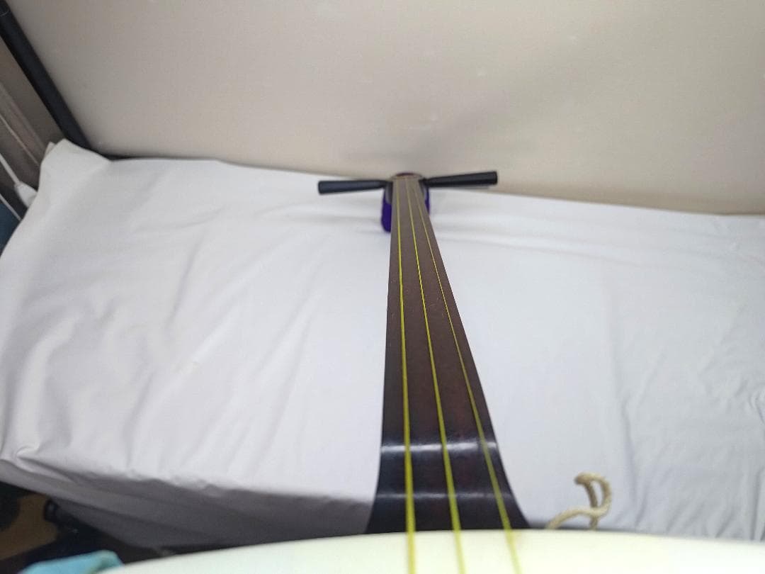 三味線中棹 本体破れあり 紅木 金細 二本溝 東さわり 子持ち綾杉