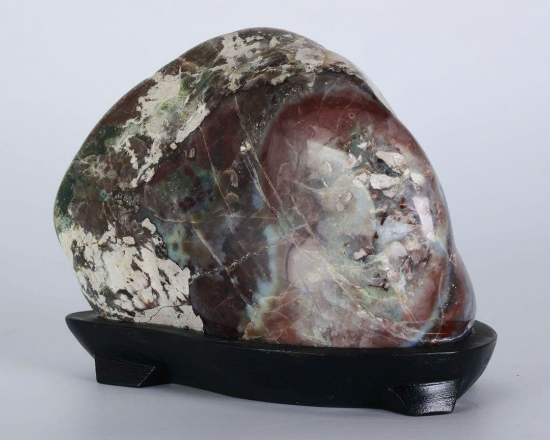 碧玉 ジャスパー 瑪瑙 観賞石 2.2kg 台座付 多色紋様 美石 鑑賞石 飾石