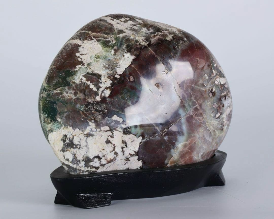 碧玉 ジャスパー 瑪瑙 観賞石 2.2kg 台座付 多色紋様 美石 鑑賞石 飾石