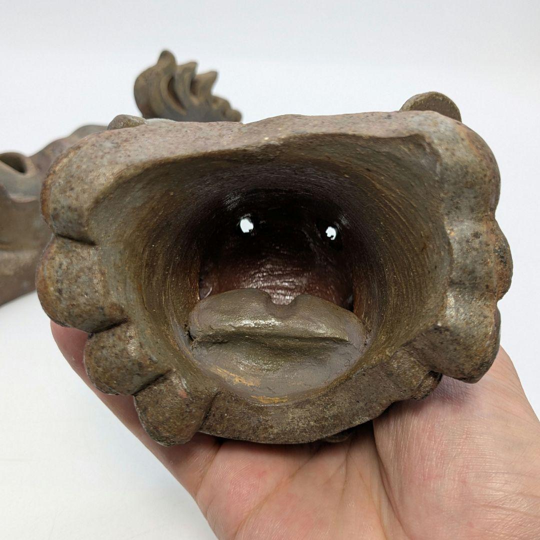 未使用】岡山県重要無形文化財 浦上善次 備前焼 獅子香炉 共箱共布