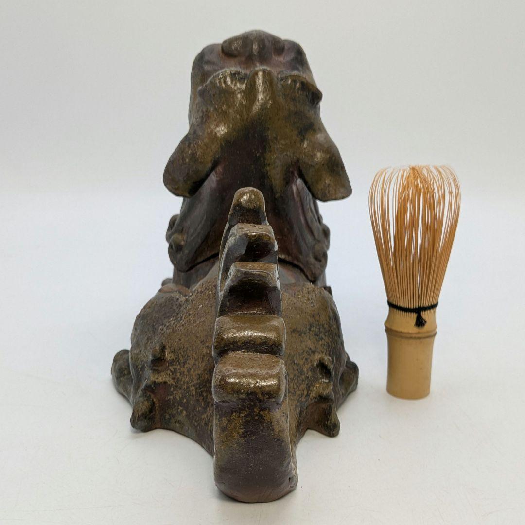 未使用】岡山県重要無形文化財 浦上善次 備前焼 獅子香炉 共箱共布