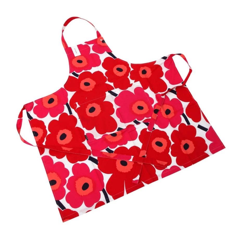 マリメッコ花柄エプロン赤