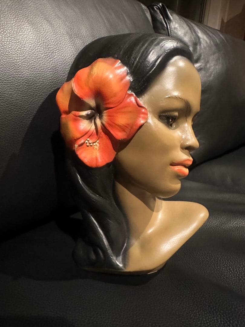 【未開封新品】ハワイアンレトロ希少品 ハイビスカスの花付き女性の顔像
