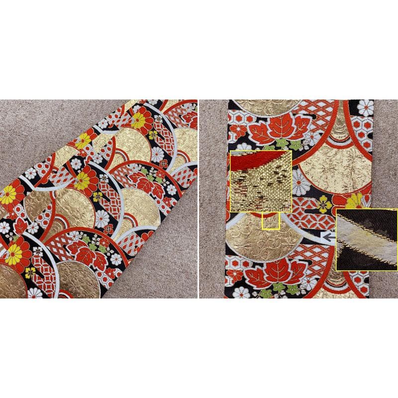 508ag86◎七五三 七歳 女児 アンティーク着物&丸帯 総柄 濃い朱色◎