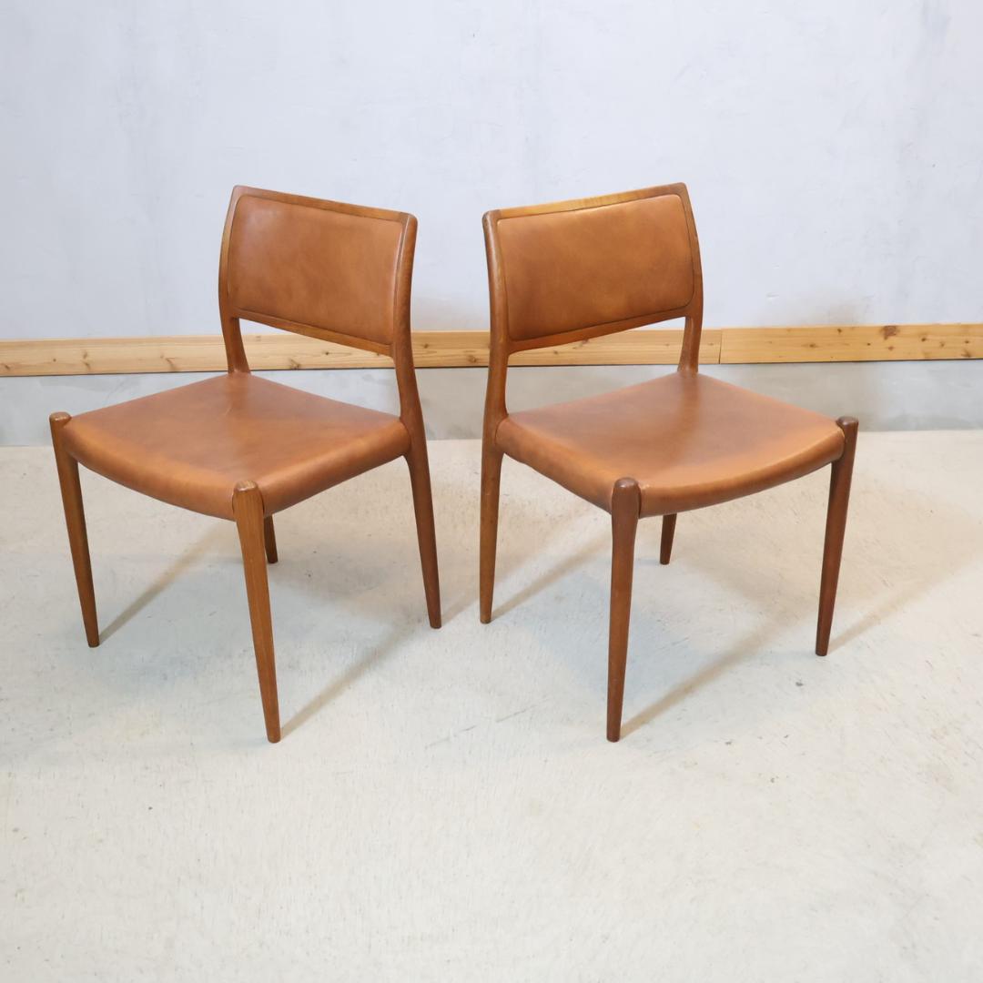 デンマーク J.L.Moller チーク材 No.80 ダイニングチェア 2脚