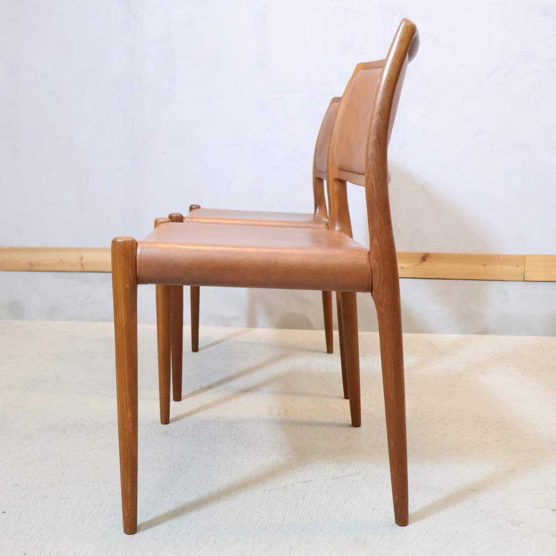 デンマーク J.L.Moller チーク材 No.80 ダイニングチェア 2脚