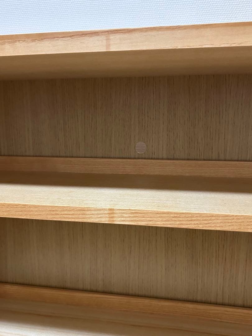 木製キャビネット　ガラス扉　オーク材　A