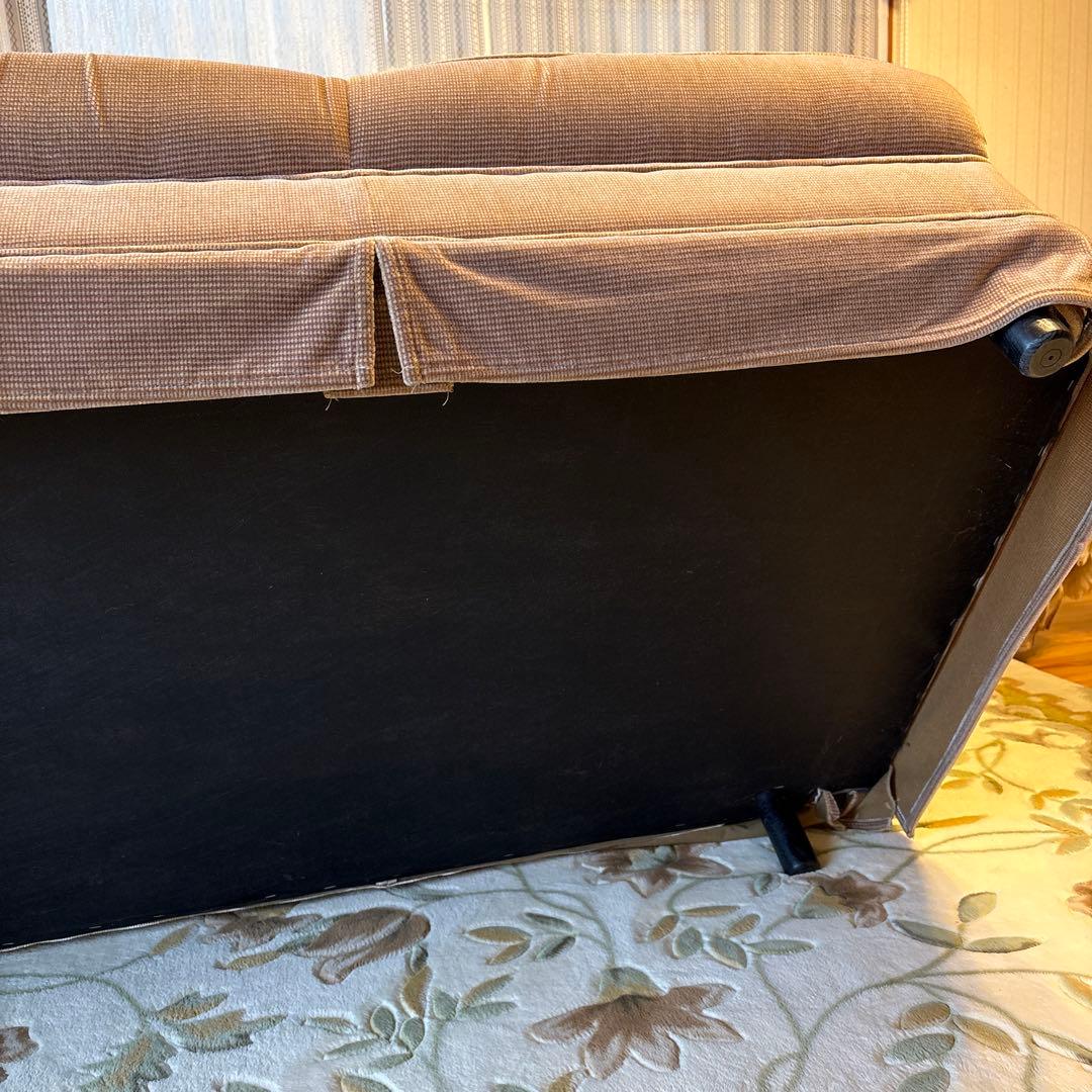 ③美品！昭和レトロ マルニ木工3人掛けソファ ビンテージ オールド コーデュロイ