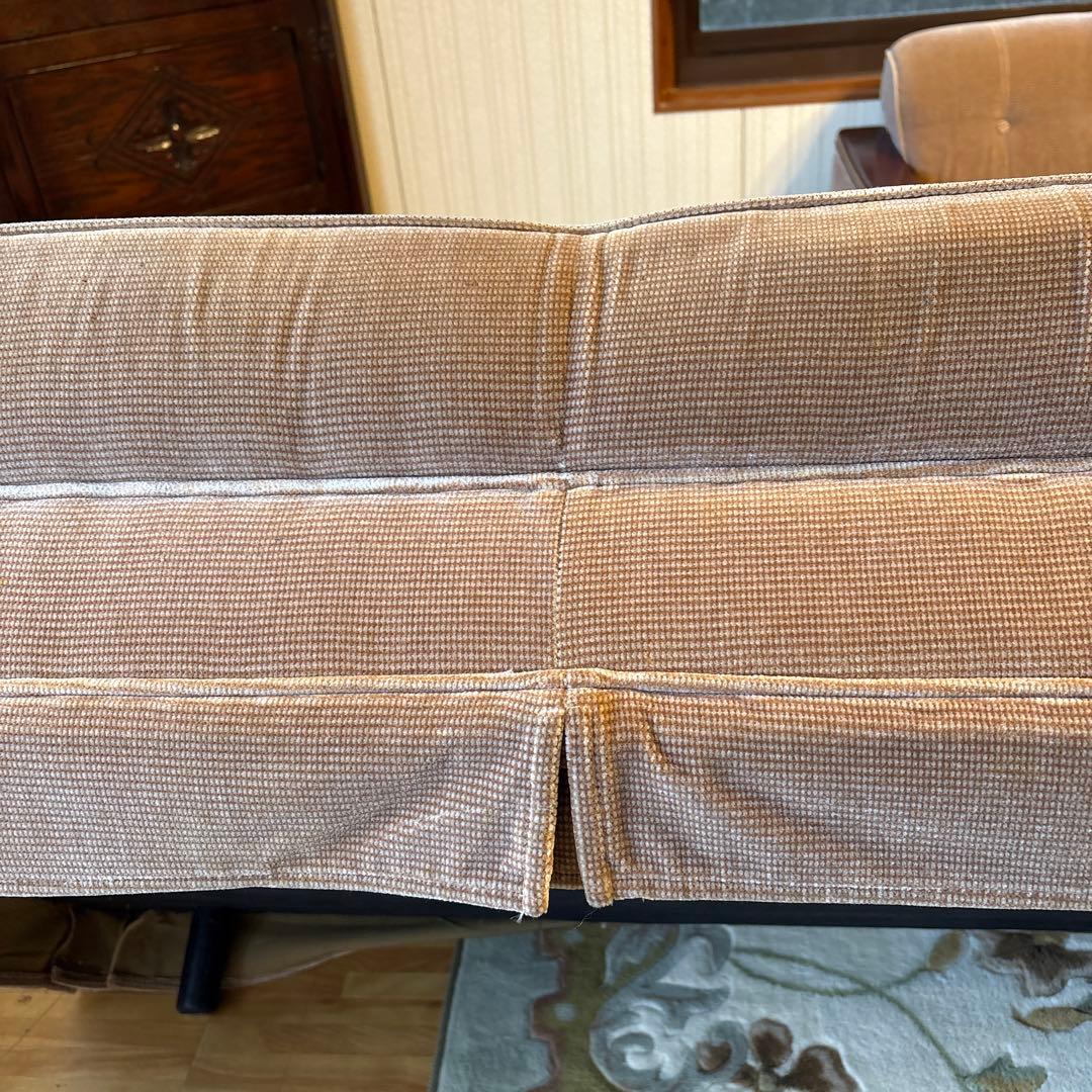 ③美品！昭和レトロ マルニ木工3人掛けソファ ビンテージ オールド コーデュロイ