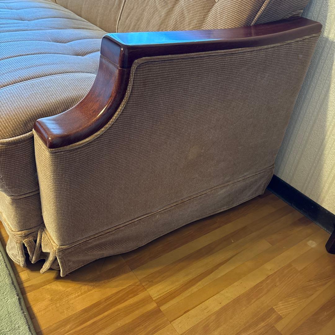 ③美品！昭和レトロ マルニ木工3人掛けソファ ビンテージ オールド コーデュロイ