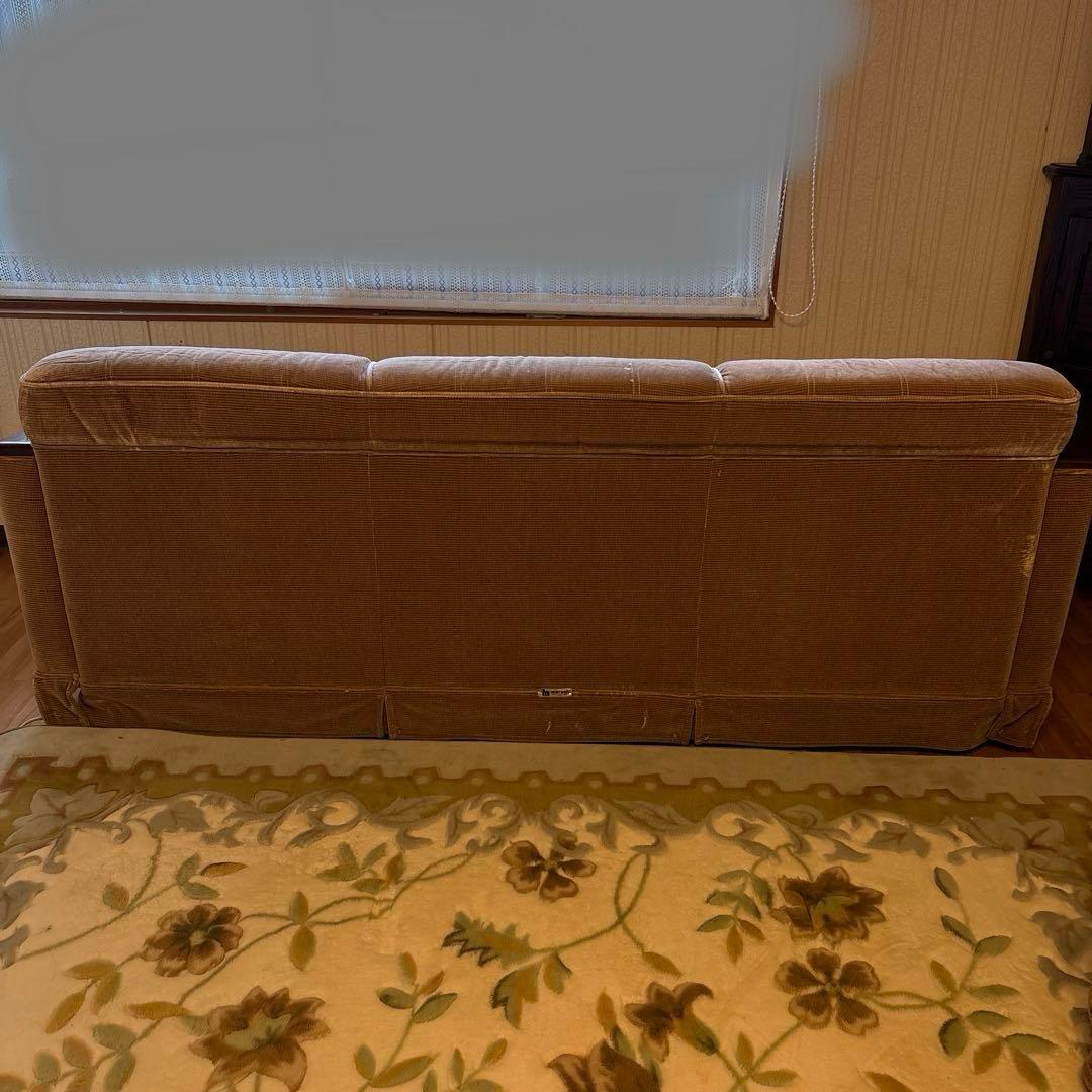 ③美品！昭和レトロ マルニ木工3人掛けソファ ビンテージ オールド コーデュロイ