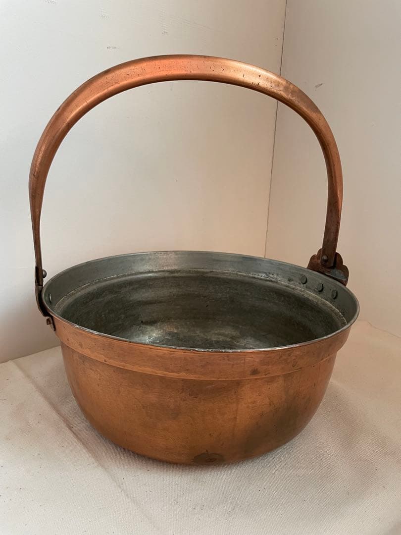 古道具　銅鍋　山菜鍋　大　錫引き　30㎝