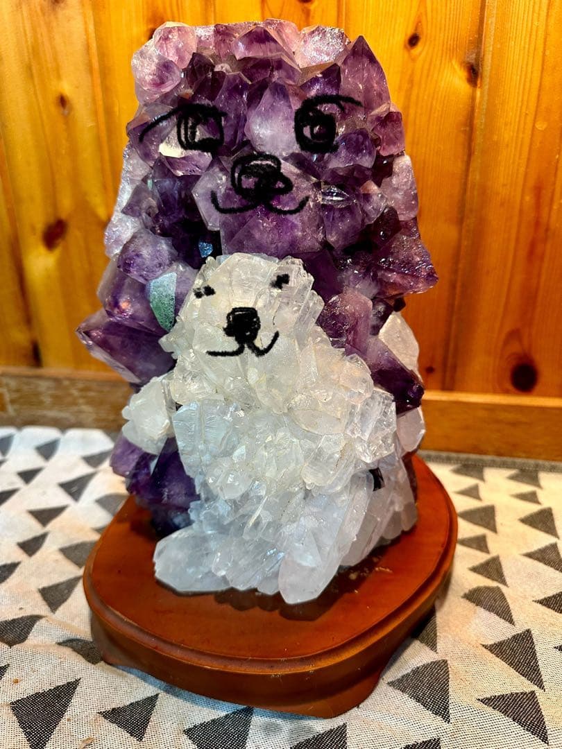 特価　アメジスト＆カルサイトクラスター（台付き）