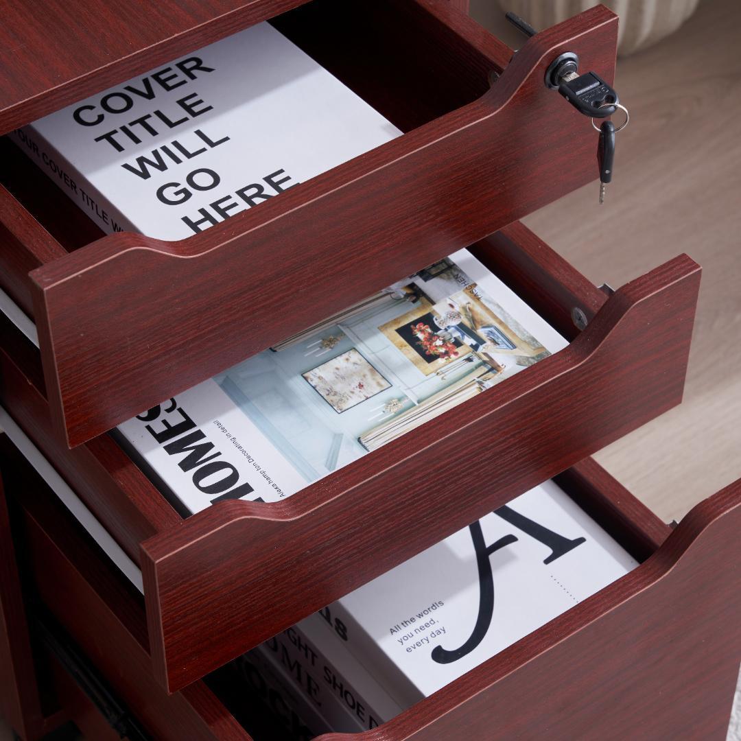 サイドワゴン ラック デスクワゴン 鍵付き キャスター付き 脇机 オフィス