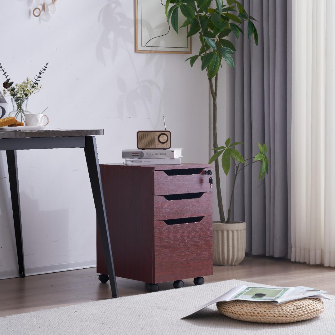 サイドワゴン ラック デスクワゴン 鍵付き キャスター付き 脇机 オフィス