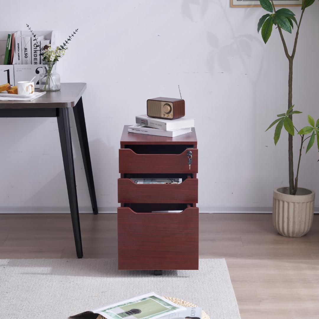 サイドワゴン ラック デスクワゴン 鍵付き キャスター付き 脇机 オフィス