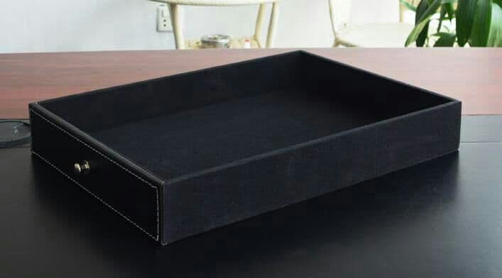 ハイエンドレザーデスクトップ3層引き出しストレージデータボックス