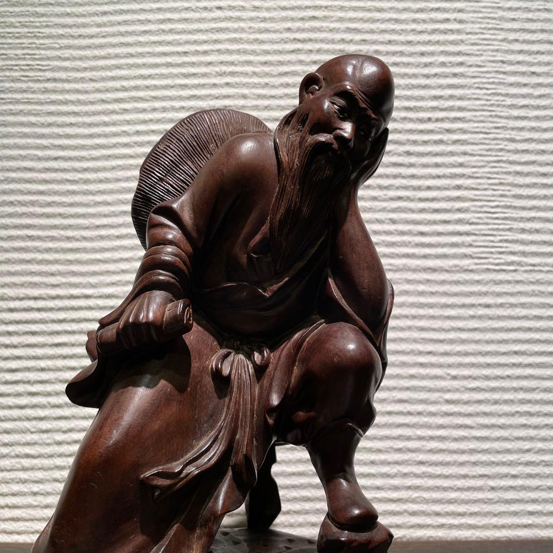 木彫　象嵌玉眼　紫檀　骨董品