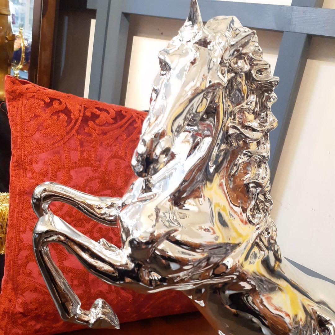 輸入雑貨　イタリアンクラッシック　『シルバーホース』　馬オーナメント　エレガント