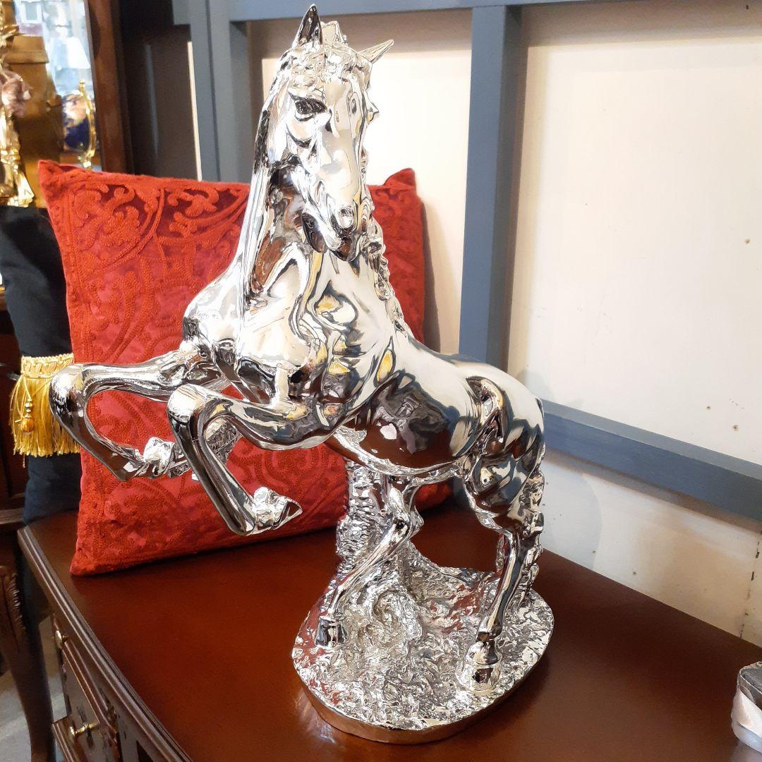 輸入雑貨　イタリアンクラッシック　『シルバーホース』　馬オーナメント　エレガント