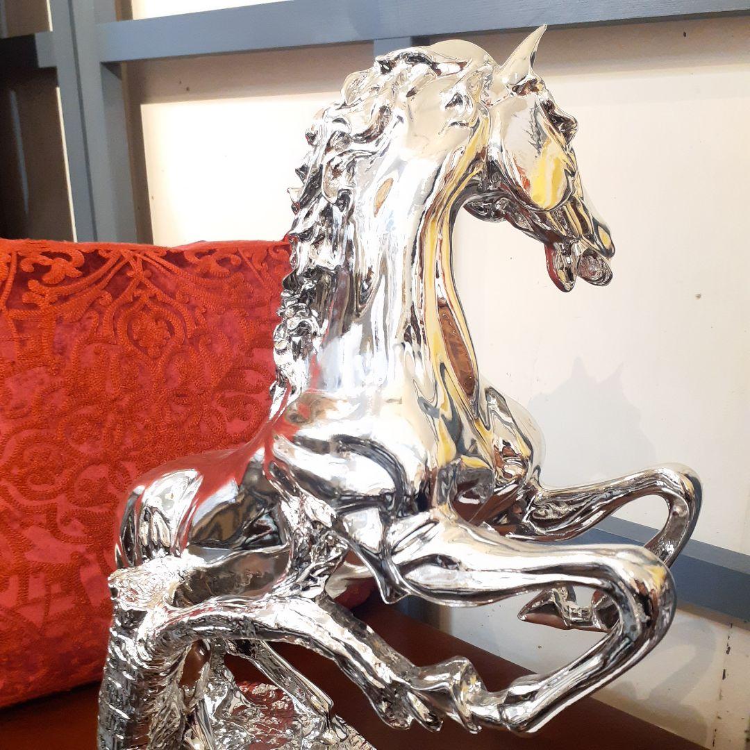 輸入雑貨　イタリアンクラッシック　『シルバーホース』　馬オーナメント　エレガント