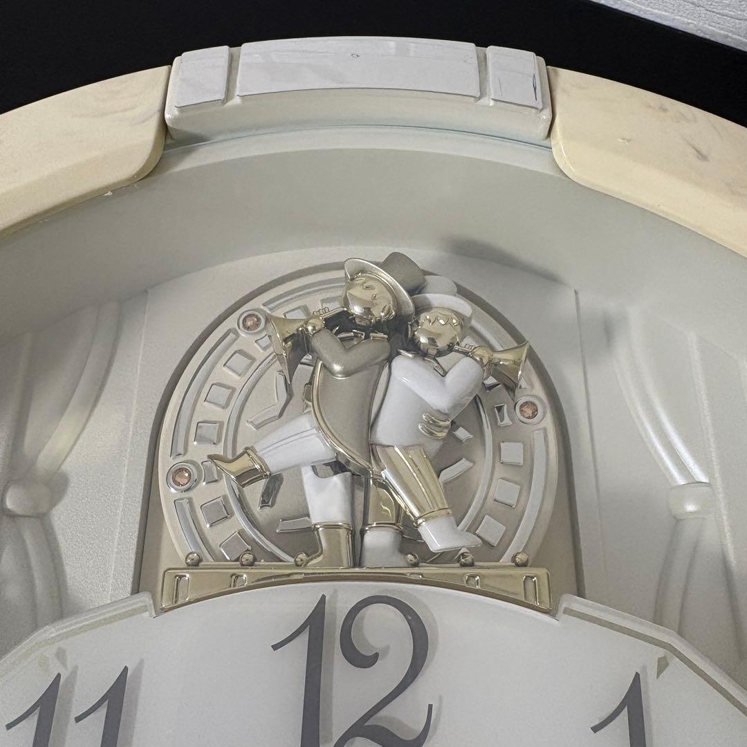 SEIKO 電波からくり時計 RE576A アイボリーマーブル模様 掛時計