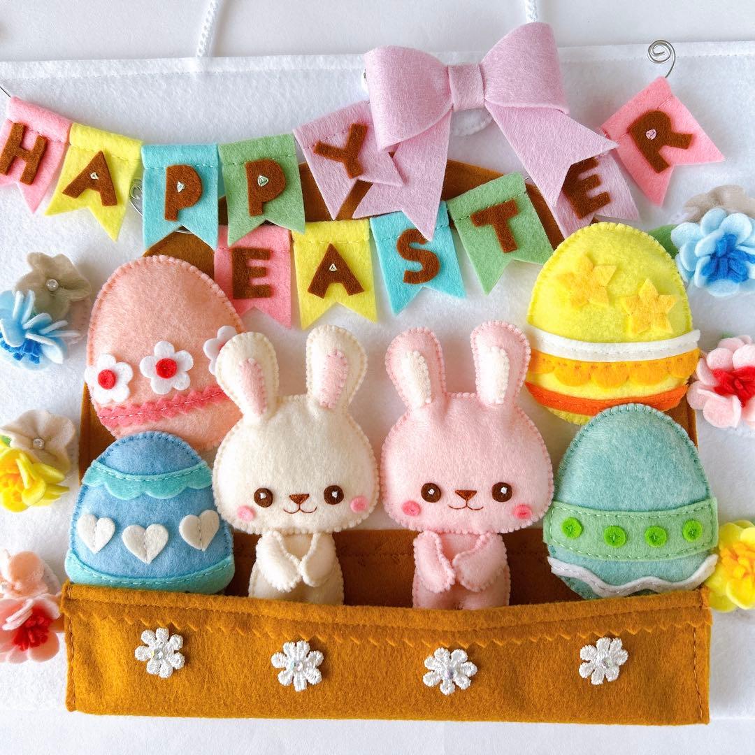パステルイースターエッグ⭐︎マグネット式タペストリー《フェルトリース》
