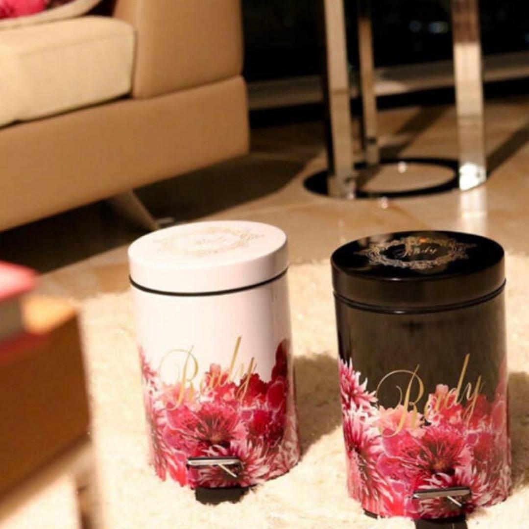 Rady ダストボックス ゴミ箱 サニタリーボックス 黒 リゾートフラワー