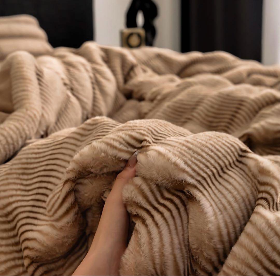 ミルクフリース4点セット・AB面ふわふわ両面仕様 暖かい冬用寝具