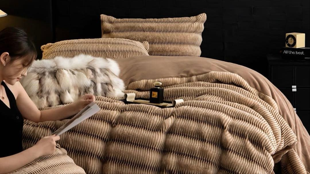 ミルクフリース4点セット・AB面ふわふわ両面仕様 暖かい冬用寝具