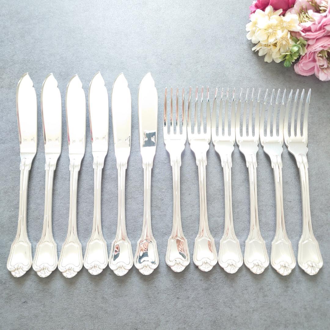 希少 極美品 クリストフル ポートロイヤル フィッシュ ナイフ フォーク 12点