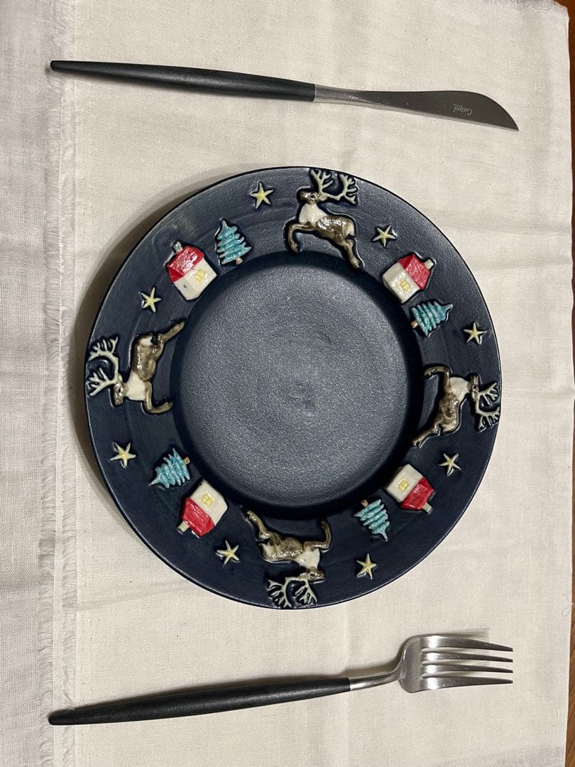 【未使用】佐々木忍さん　クリスマス　トナカイ　プレート　2枚セット
