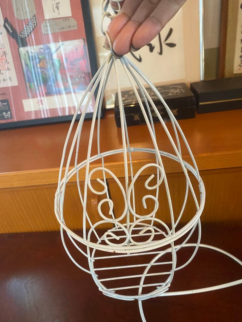 希少ホワイトシャビー♦️ヴィンテージ バンキング♦️幸せを取り込む鳥籠型♦️送料込