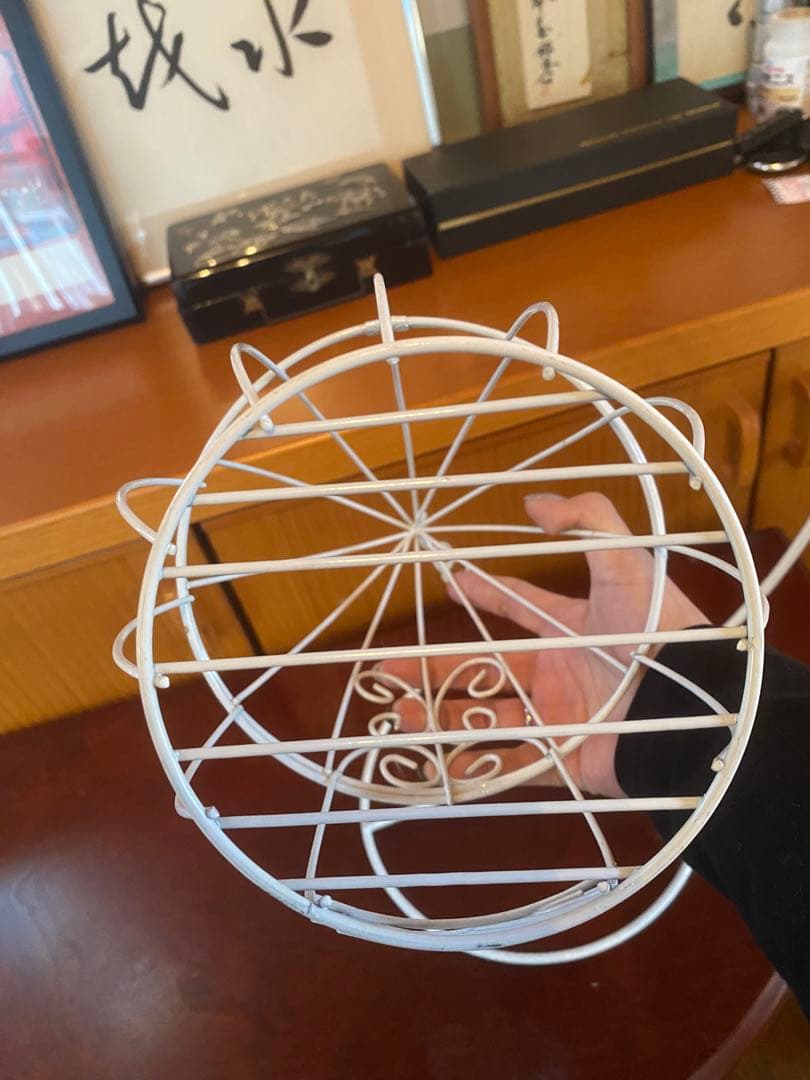 希少ホワイトシャビー♦️ヴィンテージ バンキング♦️幸せを取り込む鳥籠型♦️送料込