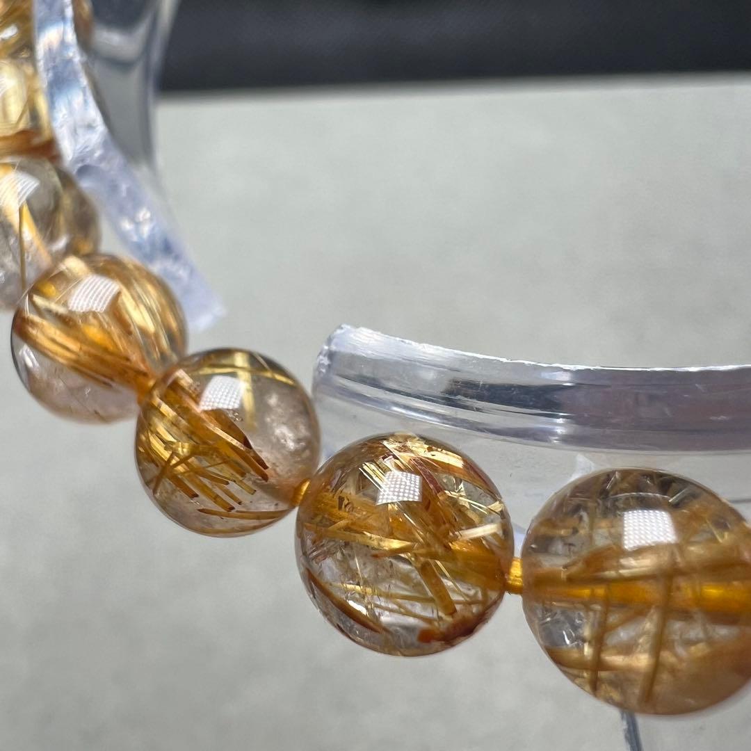 【73206】 高品質 ゴールドルチルクォーツ 6.7mm ブレスレット