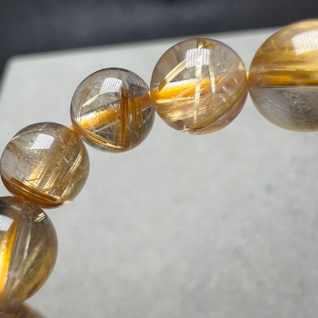 【73206】 高品質 ゴールドルチルクォーツ 6.7mm ブレスレット