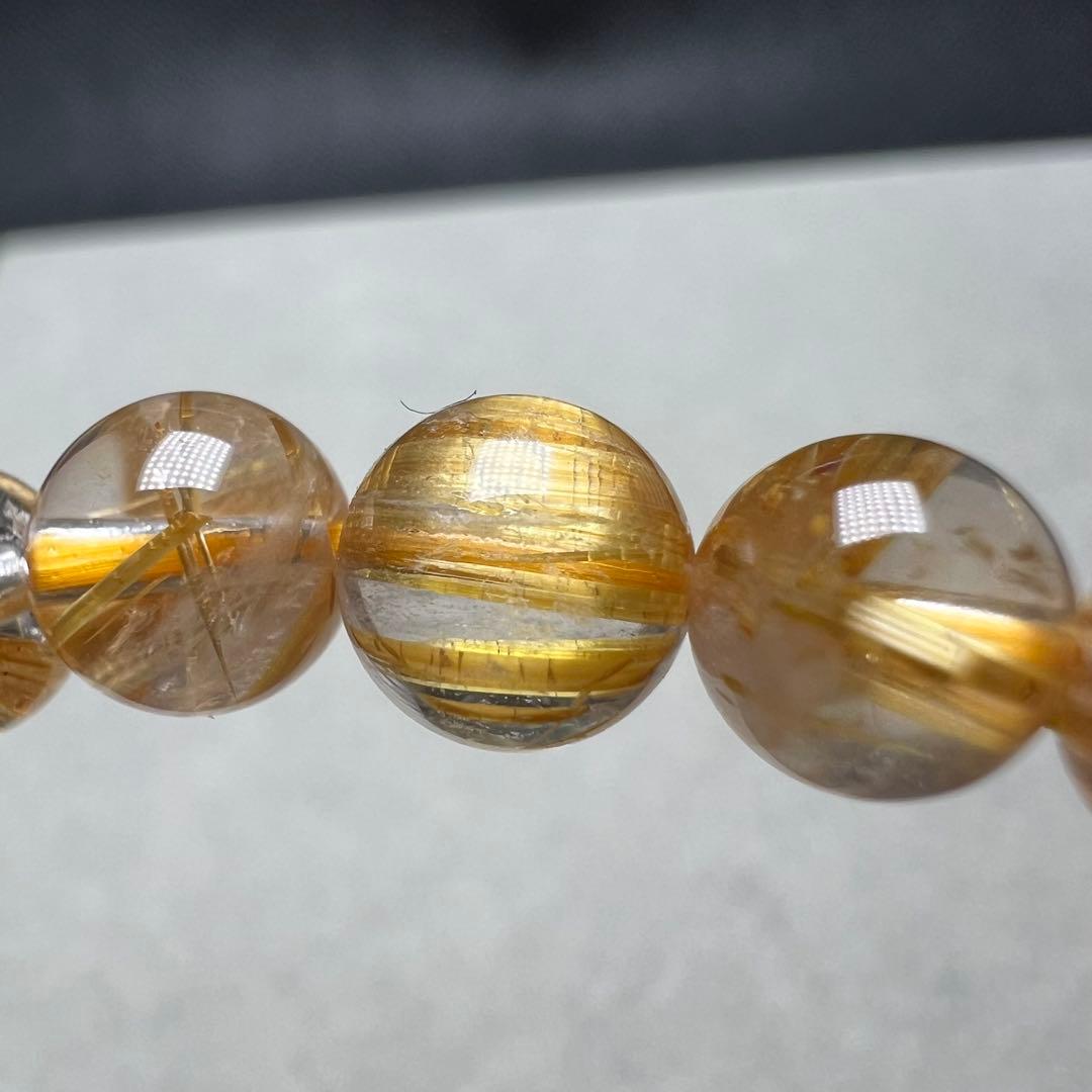 【73206】 高品質 ゴールドルチルクォーツ 6.7mm ブレスレット