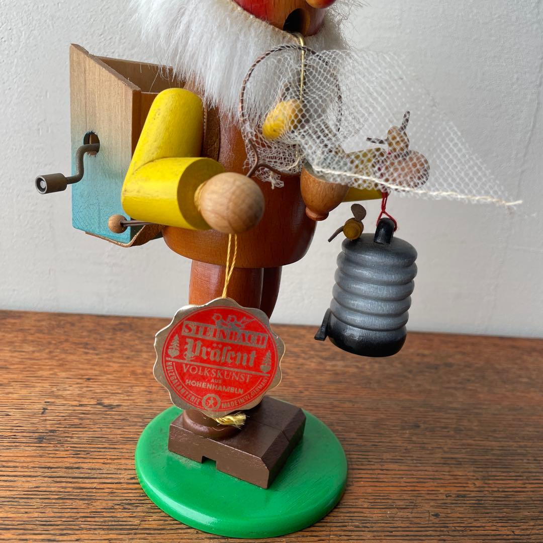 ドイツ製 シュタインバッハ 煙出し人形 養蜂家 オルゴール 木製 旧