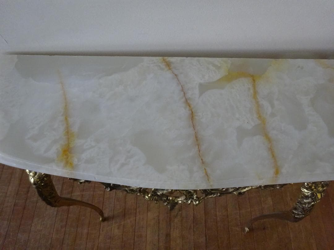 イタリア　バロック/ロココ様式　大理石天板　真鍮　猫脚　コンソールテーブル