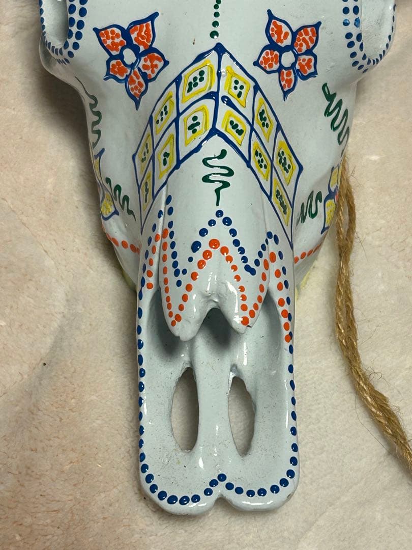 バッファロースカル オブジェ 壁掛け メキシカン カラフル